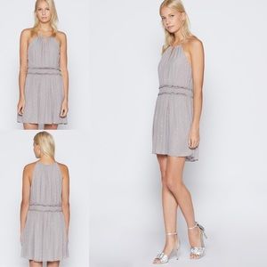 Joie Althia Metallic Silk Silver Dress New Large